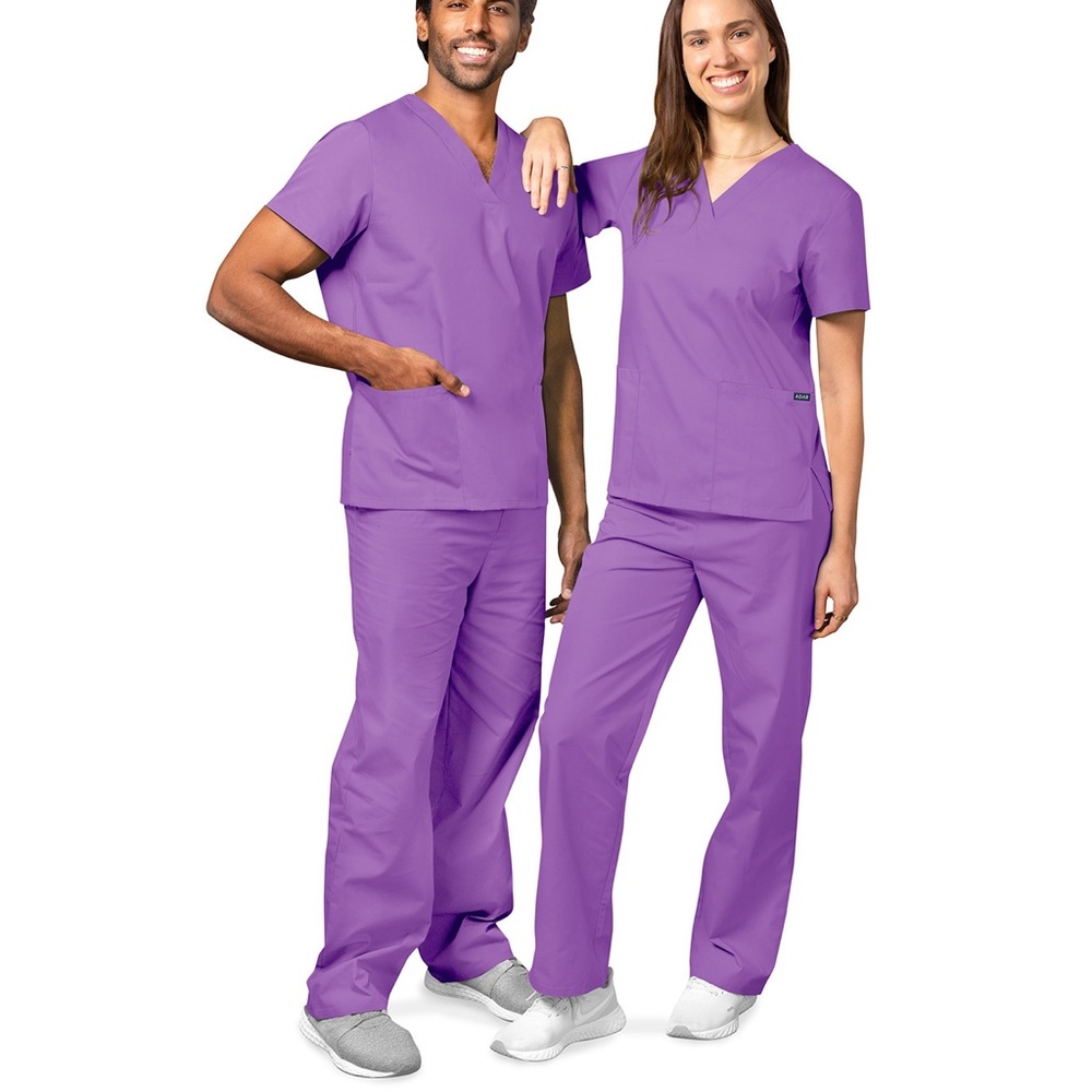 ADAR Universal Lavender Unisex Classic Fit Drawstring Scrub Set